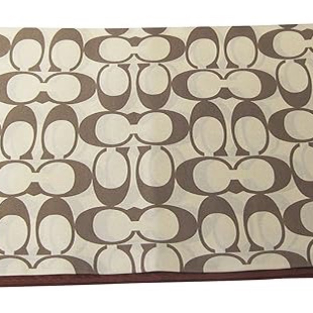 COACH SCARF 27" SILK SHEER KHAKI/BROWN W/COACH LOGO NWT RETIRED - Picture 3 of 4